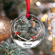 LovoraGift Personalized Memorial Photo Crystal Glass Ornament – Cardinal Remembrance Keepsake
