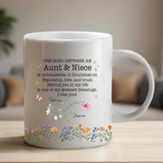 LovoraGift Personalized Aunt & Niece Birth Flower Mug – Unbreakable Bond Ceramic Coffee Mug