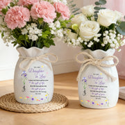 LovoraGift Personalized Ceramic Flower Vase – Custom Daughter-in-law Name & Birth Flower Gift