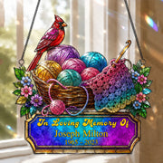 LovoraGift Personalized Crochet Memorial Suncatcher – In Loving Memory Stained Glass Window Hanging