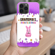 LovoraGift Personalized Glass Phone Case – Custom Grandma & Grandkids Bunny Names Gift