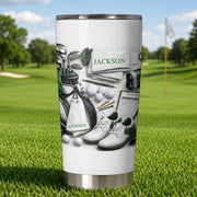LovoraGift Personalized Half Print Tumbler – Custom Golf Lover Name Stainless Steel Travel Cup