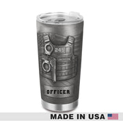 LovoraGift Personalized Half Print Tumbler – Custom Police Officer Name, Badge Number & Profession Gift