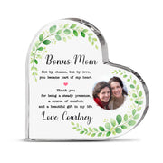 LovoraGift Personalized Heart Acrylic Plaque – Custom Photo & Message Bonus Mom Gift