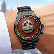 LovoraGift Personalized Men Wrist Watch – Custom Name Welder Industrial Metal Design Gift