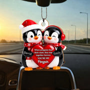LovoraGift™ Personalized Penguin Couple Wood Ornament – Custom Names “You’re My Penguin” 2-Layer Christmas Keepsake