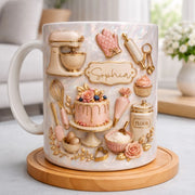 LovoraGift Personalized White Mug – Custom Name Baking Tools Design Gift for Baker