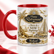 Personalized Retirement Mug with Name - Two-Tone Ceramic Mug