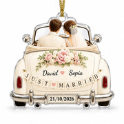 Personalized Wedding Car Acrylic Ornament with Names & Date