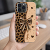 LovoraGift™ Personalized Black & Gold Bow Phone Case – Custom Name Sparkle Heart Gift for Her