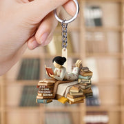 LovoraGift Personalized Book Lover Wooden Keychain – Just A Girl Who Loves Books Custom Reader Keychain