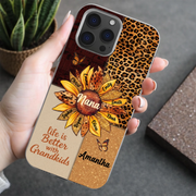 LovoraGift Personalized Clear Silicone Phone Case – Custom Grandma Sunflower & Grandkids Names Gift