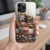 LovoraGift Personalized Engineer Glass Phone Case – Custom Name Excavator Construction Design