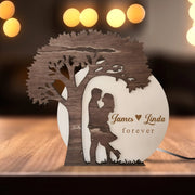 LovoraGift Personalized Forever Couple Night Light – Romantic Tree Silhouette LED Acrylic Lamp