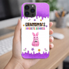 LovoraGift Personalized Glass Phone Case – Custom Grandma & Grandkids Bunny Names Gift