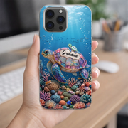LovoraGift Personalized Glass Phone Case – Custom Grandma Turtle & Grandkids Names Gift