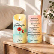 LovoraGift Personalized Granddaughter LED Candle – Custom Birth Flower Name Gift From Grandma