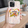 LovoraGift Personalized Grandma Glass Phone Case – Custom Grandkids Names Butterfly Heart Design