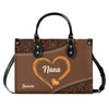 LovoraGift Personalized Grandma Leather Handbag – Custom Grandkids Names Heart Design Gift