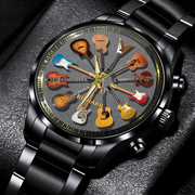 LovoraGift Personalized Guitar Lover Wrist Watch – Rock Around The Clock Custom Musician Watch