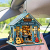 3(1)LovoraGift™ Personalized Guitar Shop Wood Ornament – Custom Name 2-Layer Music Lover Keepsake