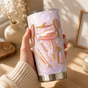 LovoraGift Personalized Half Print Tumbler – Custom Hairstylist Name Stainless Steel Travel Cup