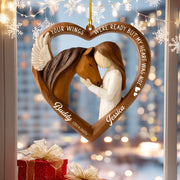 LovoraGift Personalized Horse Girl Memorial Ornament – Your Wings Were Ready Wooden Window Hanging