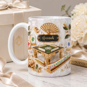 LovoraGift™ Personalized Mahjong Lover Mug – Custom Name Elegant Mahjong Table Gift