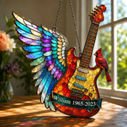 LovoraGift Personalized Memorial Guitar Suncatcher – Your Music Lives On Stained Glass Window Hanging