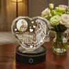 LovoraGift Personalized Memorial Heart Crystal With LED Stand – Your Wings Were Ready Crystal Keepsake