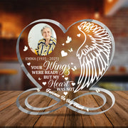 LovoraGift Personalized Memorial Heart Infinity Acrylic Plaque – Your Wings Were Ready Remembrance Keepsake