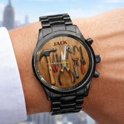 LovoraGift Personalized Men Wrist Watch – Custom Name Mechanical Engineering Tools Design Gift