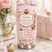 LovoraGift Personalized Nurse Practitioner Tumbler – Custom Name Pink Medical 20oz Insulated Tumbler