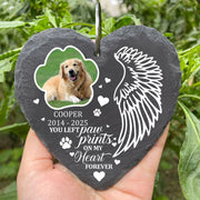 LovoraGift Personalized Pet Memorial Heart Slate – Your Paw Prints On My Heart Forever Photo Plaque