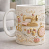 LovoraGift Personalized Sewing Mug – Custom Name Embroidery Style Sewing Machine Design Gift