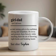 LovoraGift Personalized White Mug – Custom Girl Dad Definition & Name Gift