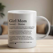 LovoraGift Personalized White Mug – Custom Girl Mom Definition & Name Gift