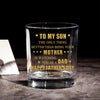 LovoraGift To My Son Whiskey Glass – Happy Father’s Day From Mom Personalized Whiskey Glass