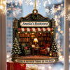 Personalized Book Lover Christmas Ornament – Custom Bookstore Name