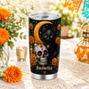 Personalized Day of the Dead Tumbler – Custom Name 20 oz Floral Skull