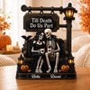 Personalized Skeleton Couple Wooden Plaque – Halloween Love Gift