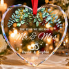 Personalized Wedding Heart Glass Ornament – Custom Couple Names & Year